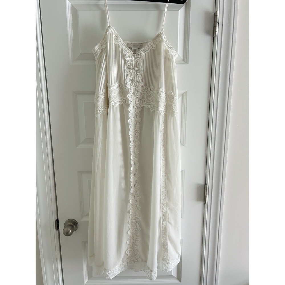 CAROLINE CONSTAS Off white midi dress chiffon NWT Size Medium - Picture 3 of 5